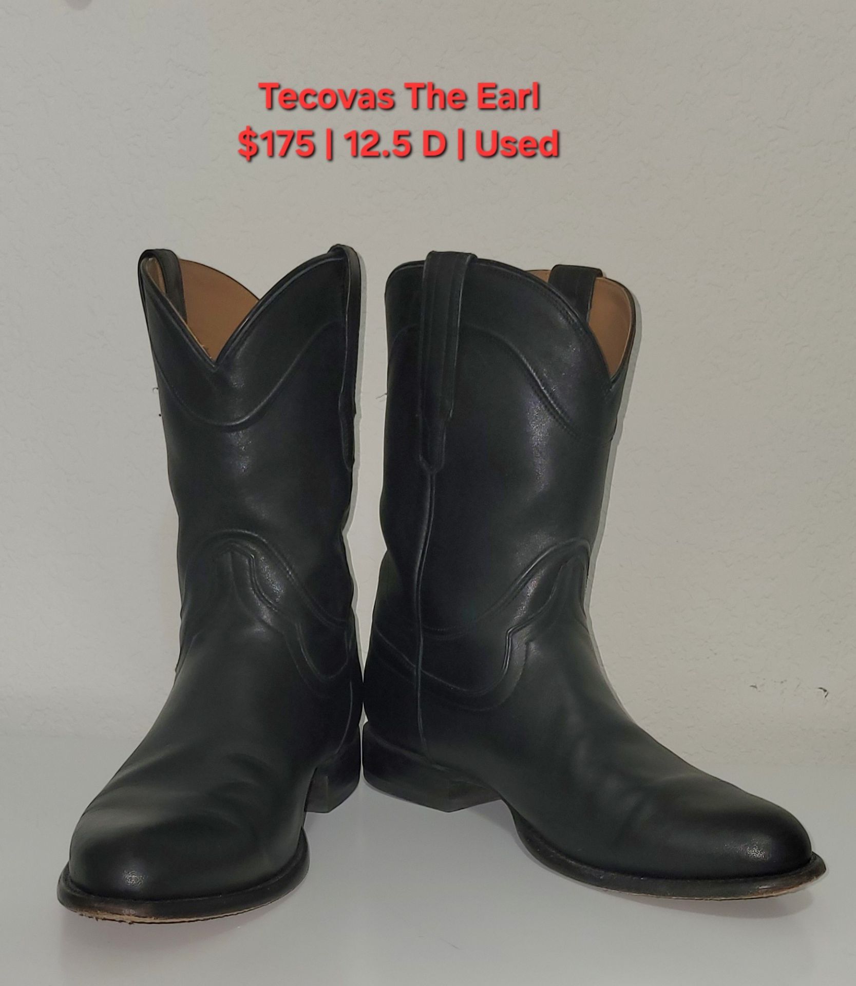 Tecovas The Earl - Black Roper - Size 12.5