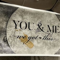 "You & Me We Got This" canvas wall art. It is a popular rustic-style decor piece for couples' bedrooms, 