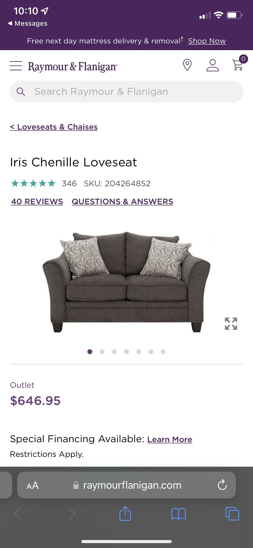 Iris Chenille Loveseat