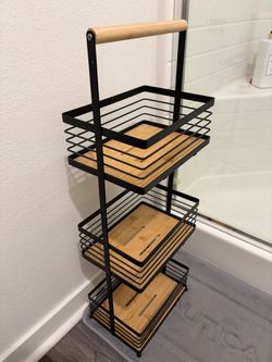 Wooden Organizer With a Metal Frame