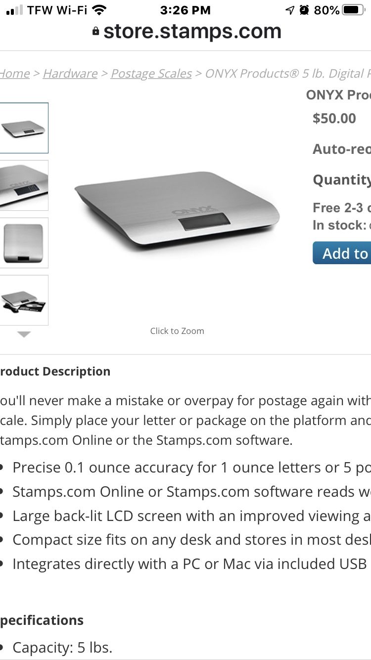 Brand new ONYX digital Postal scale