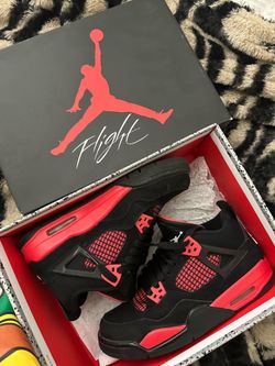 Red thunder Jordan 4's GS