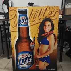 Vintage Miller Lite Destapa Tus Sentidos Metal Tin Sign