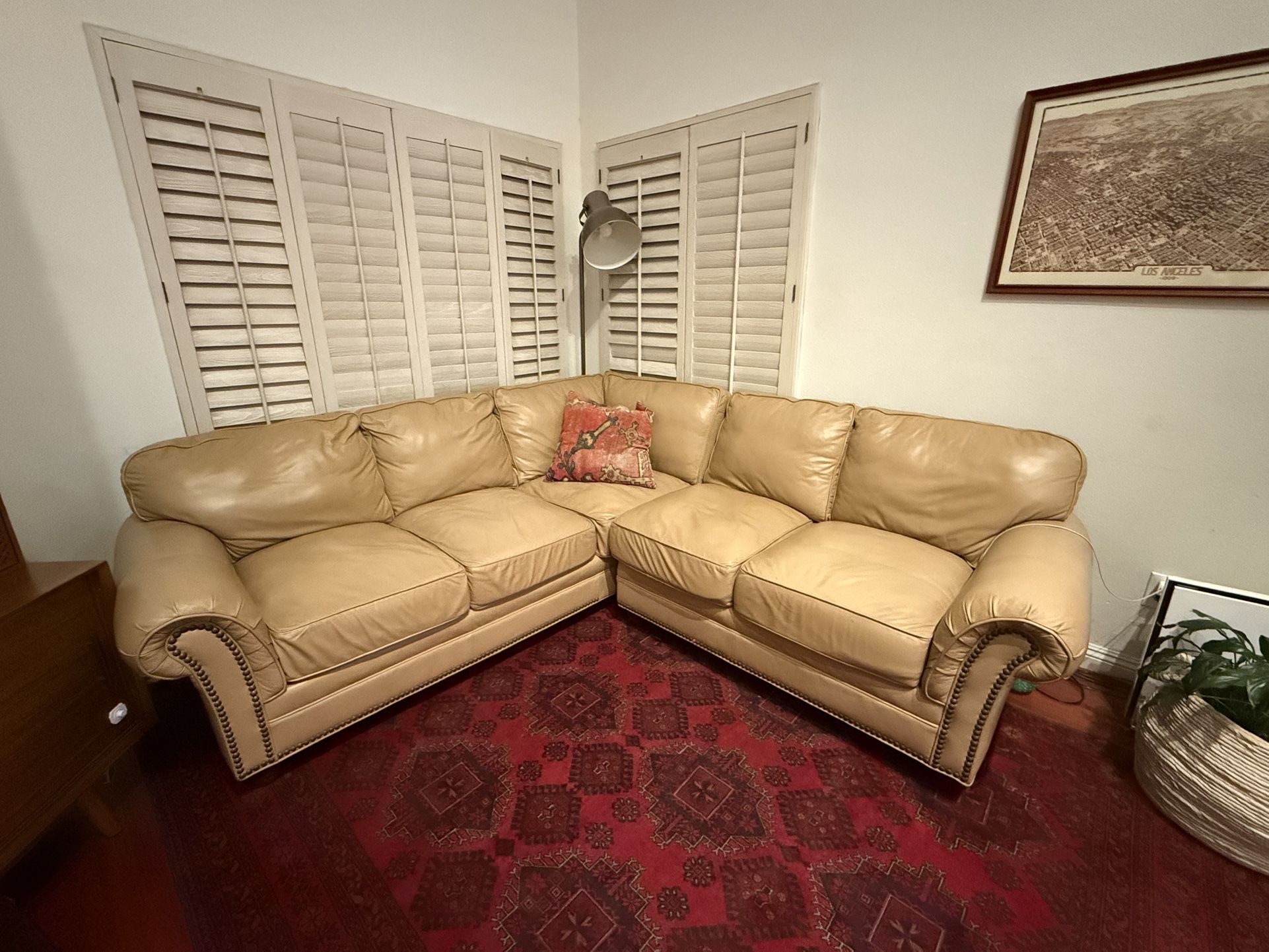 Light Camel - Beige - Tan Leather Sofa Sectional
