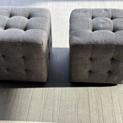 Two Wayfair/ Charlton Home Dark  Gray Cube Ottomans
