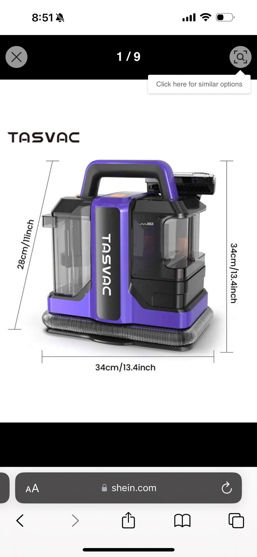 TASVAC Portable Carpet & Upholstery Cleaner Machine, Spot And Stain Deep Cleaner With Two Brushes & Remover Formula For Pets, Stairs, Couch Area Rugs,