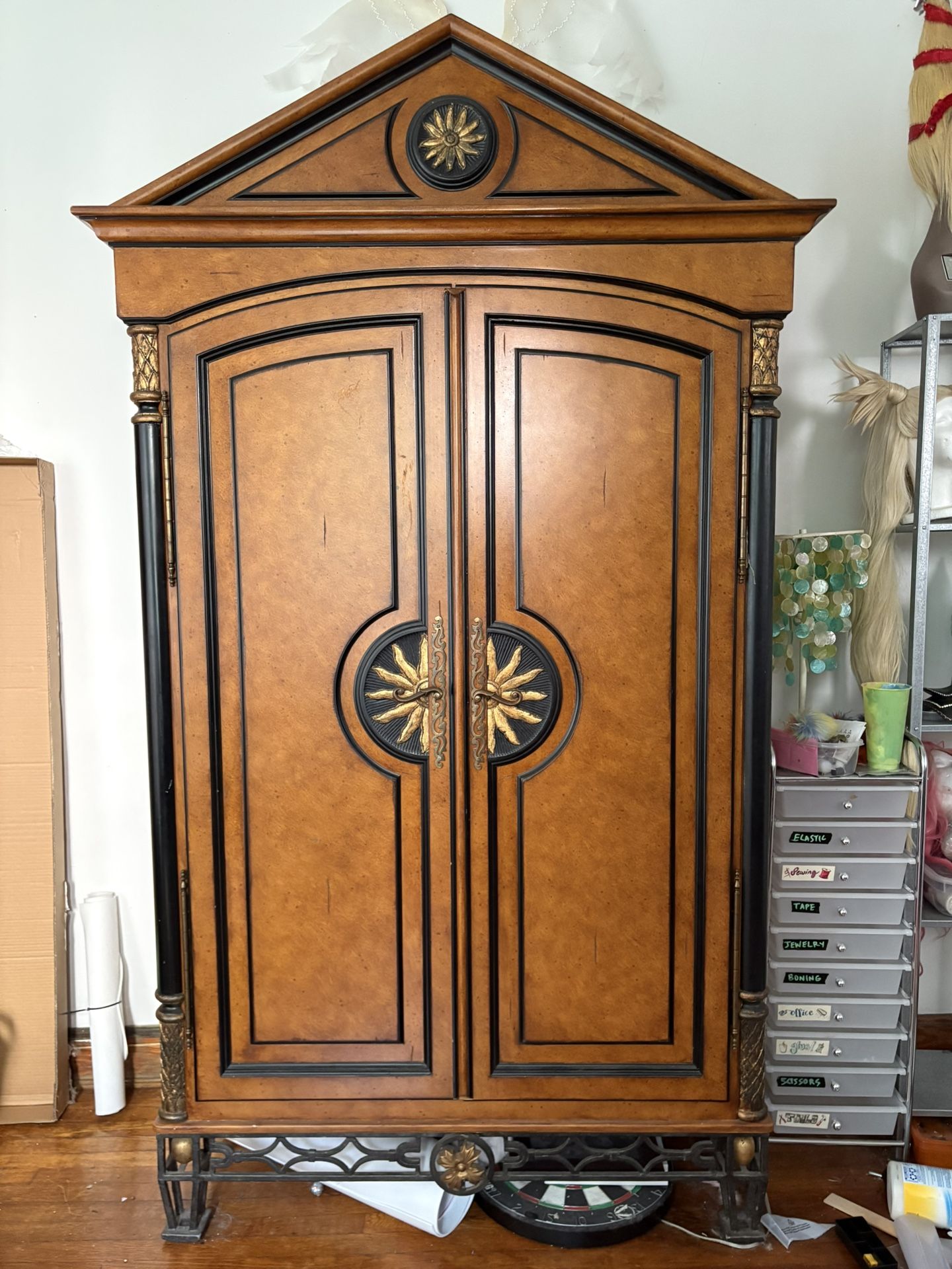 Spacious Armoire with mirror and stemware storage