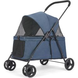 Larger Capacity Dog Stroller, Wedyvko Pet Strolling for Medium Dogs w/Dog Poop Bags & Dispenser, Storage Pouch, Zipperless, Entry in/Out Easy, Cat Str