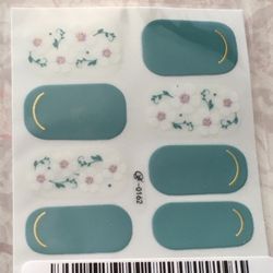Teal/White Nail Polish Strips