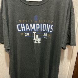 Los Angeles Dodgers Gray Fanatics 2020 World Series Champions Shirt Men's 2XL