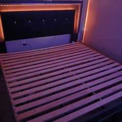 Lodanna 24" 2 Drawer Charging Nightstand +Lodanna King Bed Frame With Storage Led Lights 