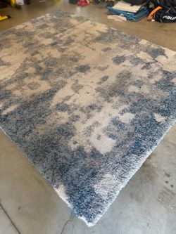 Blue and Beige Shag Area Rug (7’10”x10’)