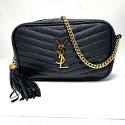YSL Saint Laurent Grain De Poudre Matelasse Monogram Mini Lou Camera Bag (WMP012098)