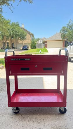 U.S. GENERAL 30 in., 1-Drawer Service Cart, Red