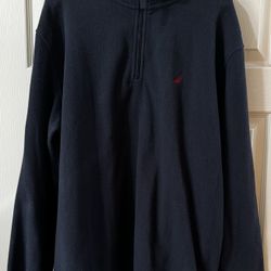 NAUTICA FLEECE HALF ZIP BLUE AND GRAY, XL