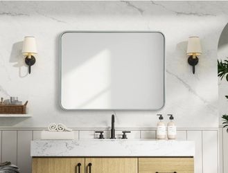 Remy Metal Frame Wall Mirror Silver 24x32