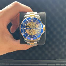 ONL-RLX-SUB- AUT-96-04 Movement Automatic Silver Gold Blue  Skeleton  Glass Back  Waterproof  Luminous  Premium  Stainless Steel     Free Local Delive