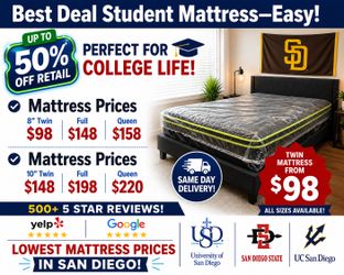 Student Mattresses Queen Full and Twin from $98