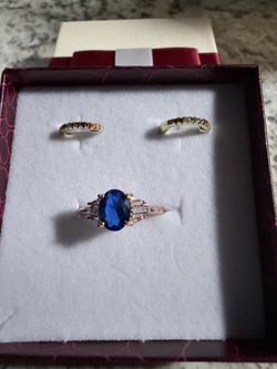 Sapphire Ring and multi- colored sapphire earrings gold plated