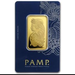 Bullion PAMP Suisse 1 oz .9999 fine gold bar sealed in assay