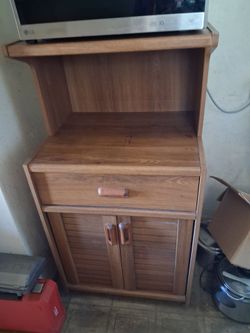 Wooden Microwave Cart with Cabinet