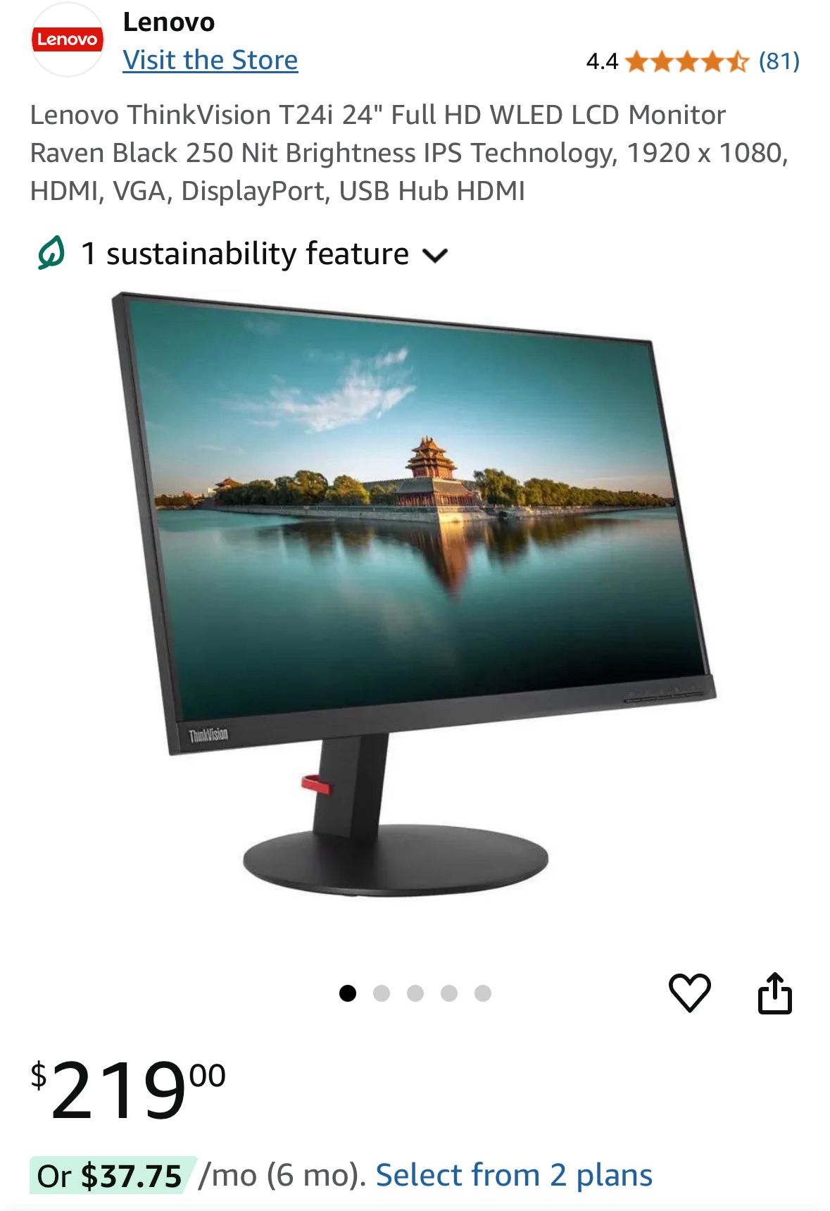 24in Lenovo monitor