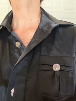 Black Satin Button-Up Dress
