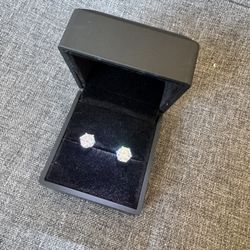 1ct Each Side Moissanite Diamond Sterling Silver Earring