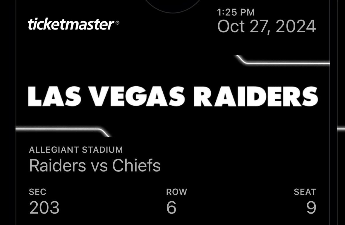 Raider Vs Chiefs tickets
