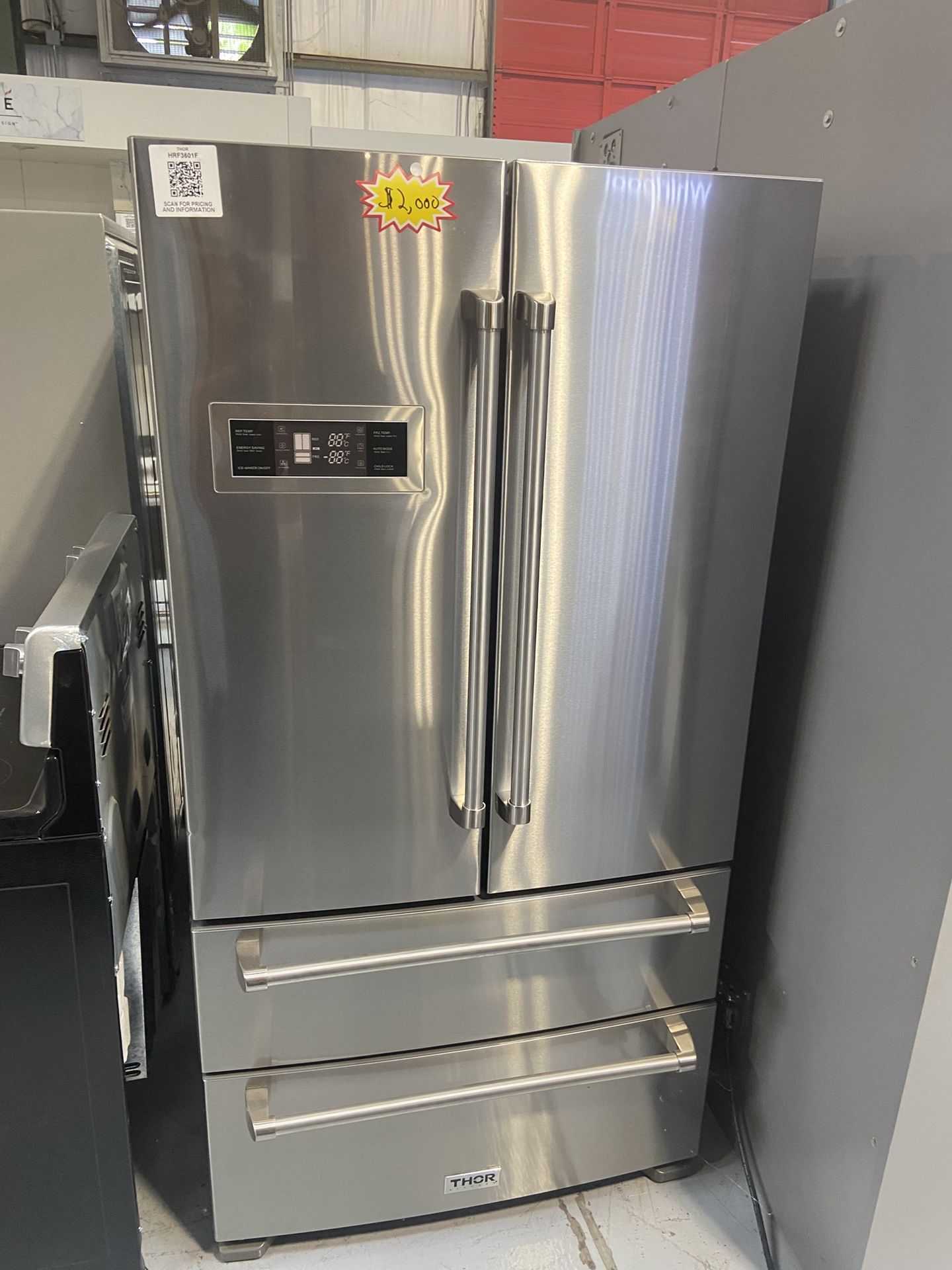 Thor Kitchen 36 Inch 4-Door Counter Depth French Door Refrigerator with 20.8 Cu. Ft. Capacity, Dual Cooling System, Adjustable Racks/Shelves,