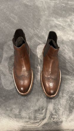 Brown Leather Brogue Chelsea Boots