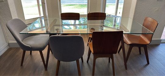 West Elm Large Dinning Table + chairs