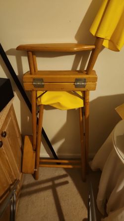 Wooden Folding Director's Chair with Yellow Seat
