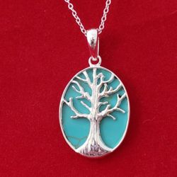 Sterling Silver and Turquoise Tree of Life Pendant/Necklace