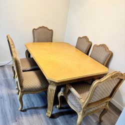 Dining table with chairs.