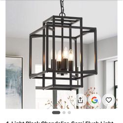New In Box Chandelier Light Fixture Lamp Black 