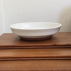 Modern Large Ceramic White Decorative Bowl / Plant Pot with terracotta lower base