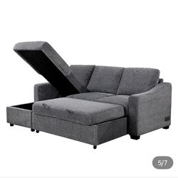 Coddle  Fabric Sleeper Sofa with Reversible Chaise and Storage, Gray