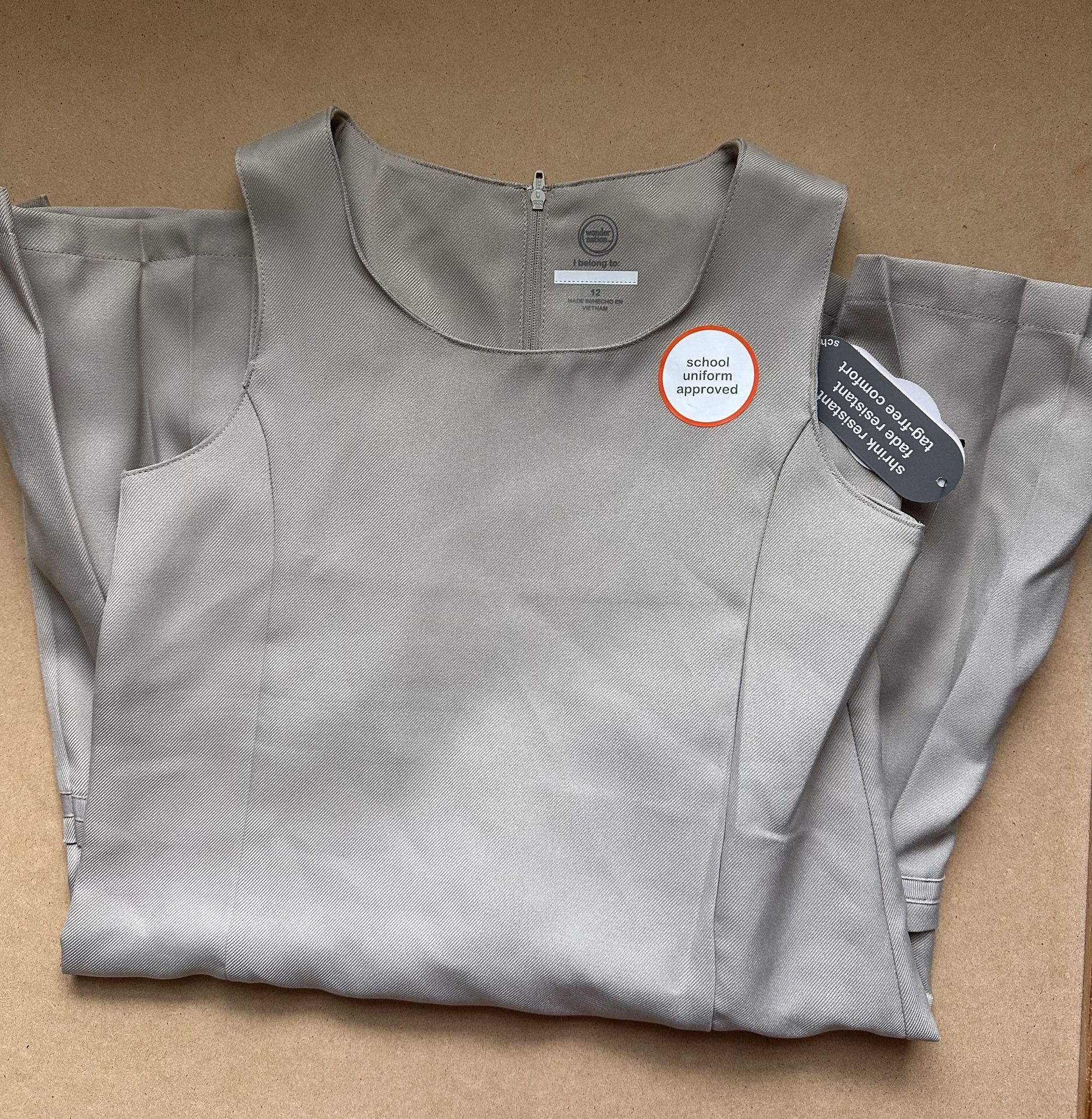 Girls Tan Uniform Dress Pleats Skirt Size 12 NWT