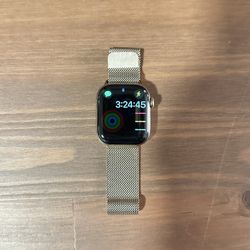 Apple Watch series 10 42mm in gold titanium case with gold milanese loop