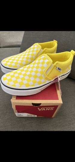 Kids Vans Asher Checkerboard Slip On - Blazing Yellow