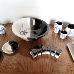 Larson’s Iris Floral Pattern Stoneware Serving Dishes