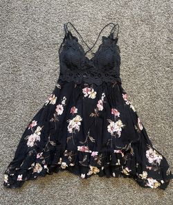 Black Lacey Dress With Floral Design