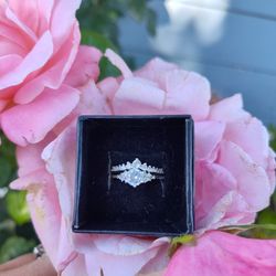 Wedding Ring Set Size 8, CZ 925 Sterling Silver 