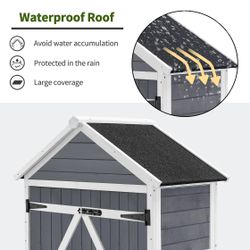 Gray Outdoor Storage Shed For Tools Lawn Pool Equipment Model 1000