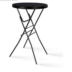 Cocktail Table 28in High Top Round Folding Indoor Outdoor, Plastic Bar Height Foldable Bistro Tall Table for Party, Patio, Dining Room, Kitchen, Event