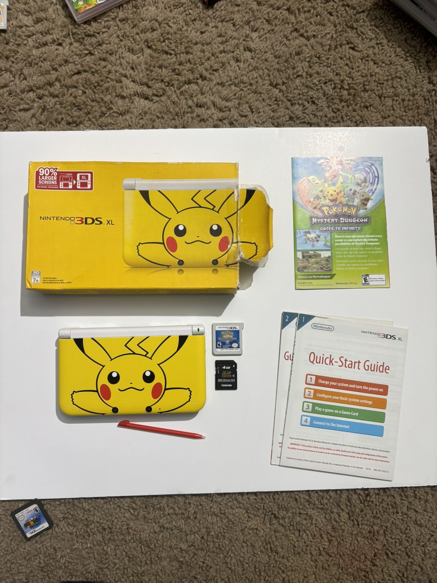 Nintendo 3DS XL Pikachu Pokemon limited ed. handheld collector EUC - Working