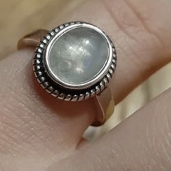 925 Silver Natural moonstone RING 6