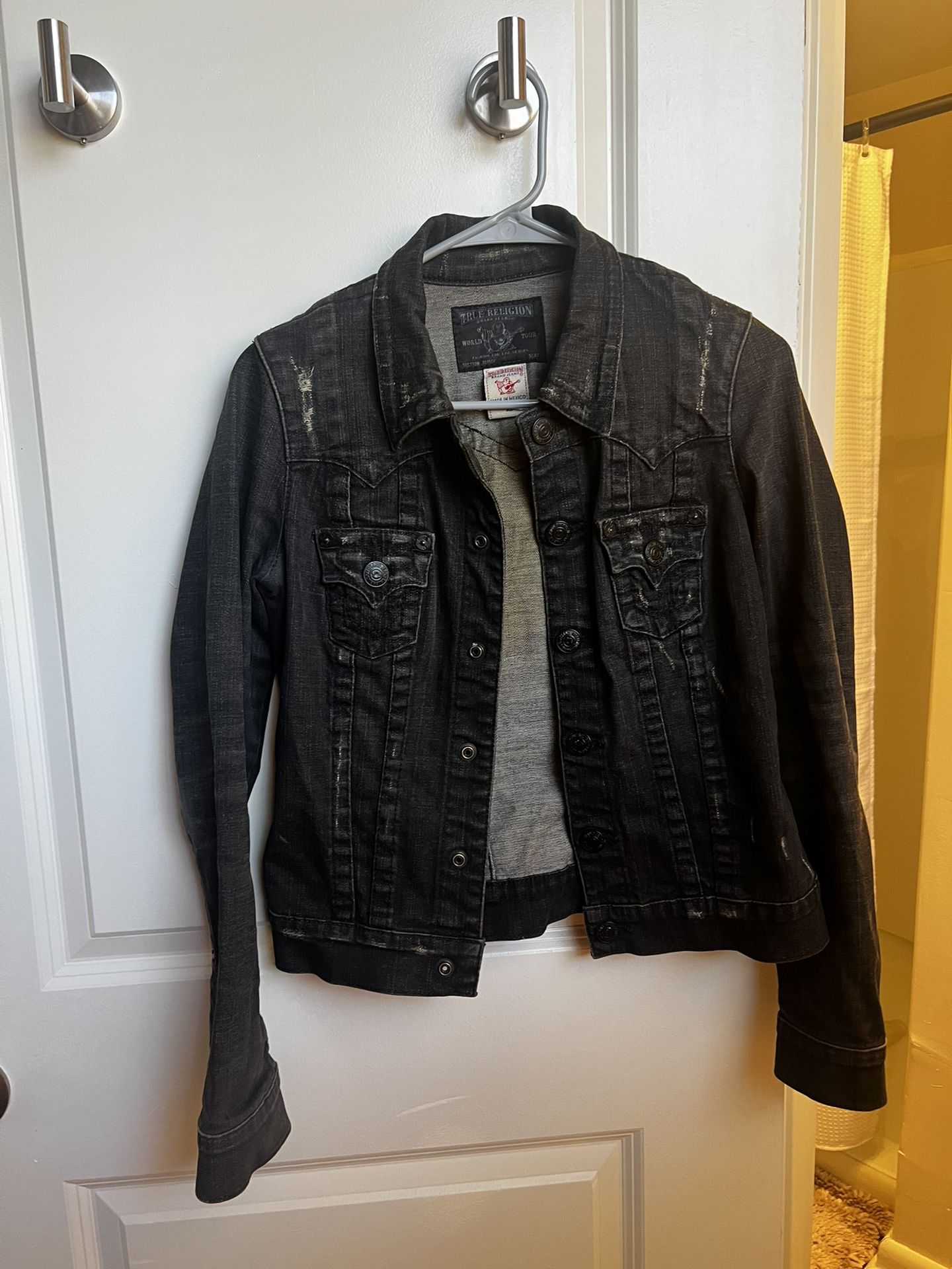 True Religion Black Jean Jacket with Classic Design
