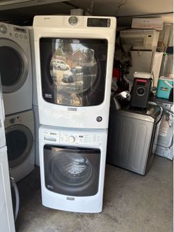 Maytag  Stackable  Washer and gas dryer  Excellent working condition  Heavy duty  Commercial quality  W27 D31.5 H77 Washer 4.5 cu ft Dryer 7.4 cu ft 3